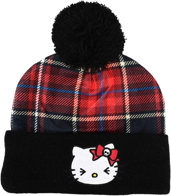 HELLO KITTY - Punk Plaid Beanie With Pom