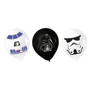 STAR WARS GALAXY 12" LATEX BALLOONS & PAPER ADHESIVE ADD-ONS (6)