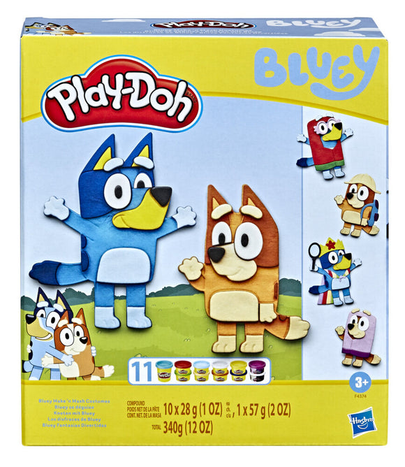 Play-Doh Bluey Make 'n Mash Costumes Playset with 11 Cans of Modeling Compound