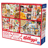 Kellogg's, 4 Puzzle Multipack, 500 Pieces Combine to Form Mega Puzzle: Cocoa Krispies, Corn Flakes, Fruit Loops, Rice Krispies