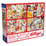 Kellogg's, 4 Puzzle Multipack, 500 Pieces Combine to Form Mega Puzzle: Cocoa Krispies, Corn Flakes, Fruit Loops, Rice Krispies
