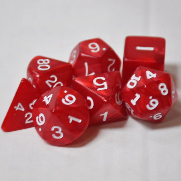 Koplow : Premium Polyhedral 7-Die Pearlized Dice Set - Red