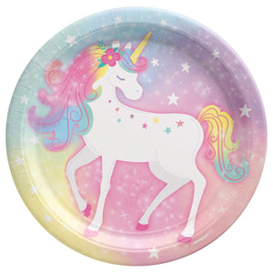 ENCHANTED UNICORN 9" ROUND PLATES (8)