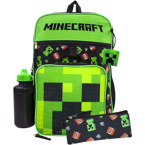 MINECRAFT - KIDS 5 PIECE BACKPACK SET