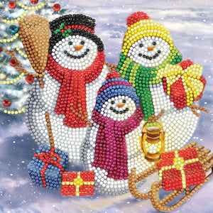 Crystal Art Card Kit - Snowman Family Fun