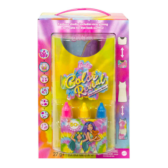 Barbie Color Reveal Gift Set, Tie-Dye Fashion Maker With 2 Barbie Dolls and over 50 Surprises