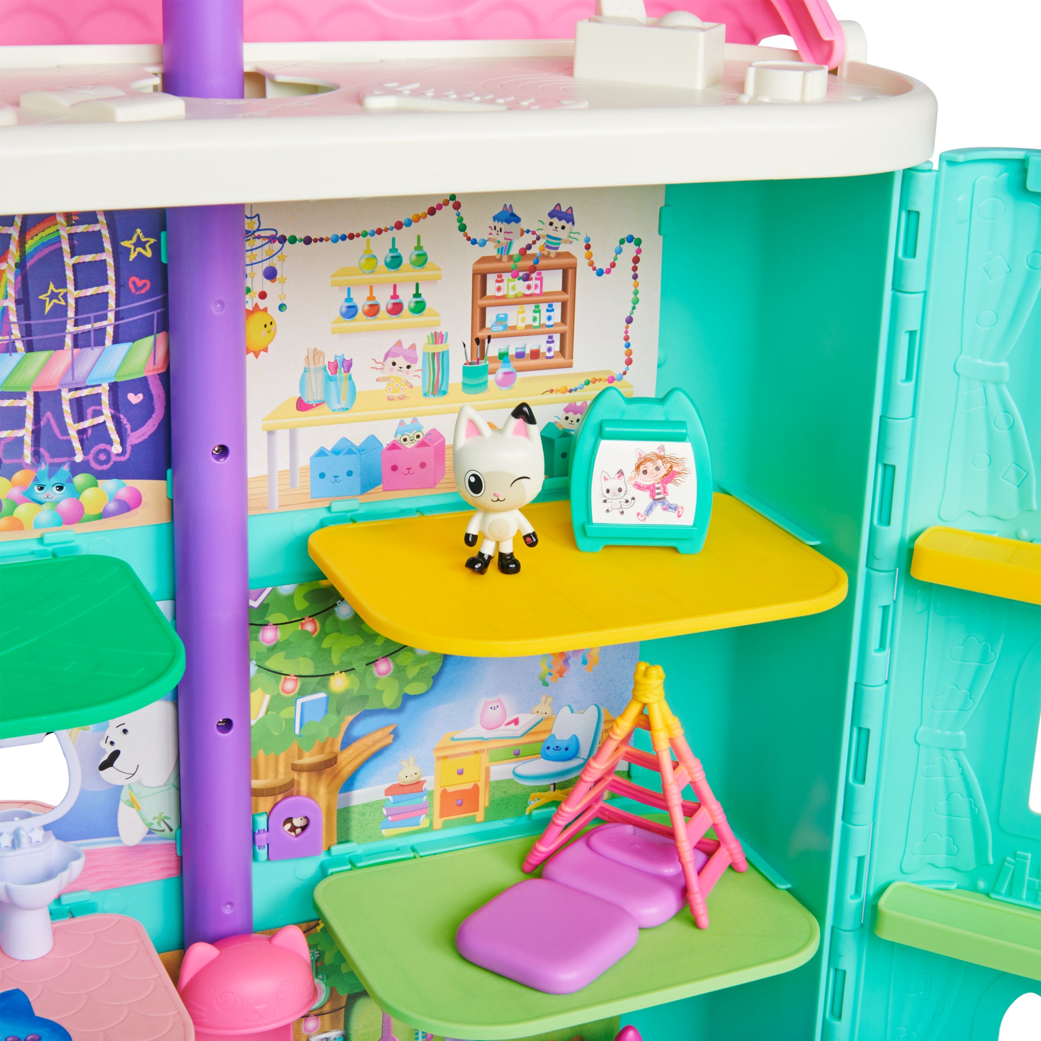 Gabby's Dollhouse, Purrfect Dollhouse avec 2 figurines jouets, 8 meubles, 3  accessoires, 2 boîtes surprises et sons, jouets pour enfants à partir de 3  ans Gabby's Dollhouse 