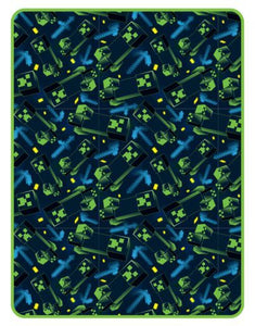MINECRAFT - Creeper and Tools Digital Throw Blanket 4FT X 5FT